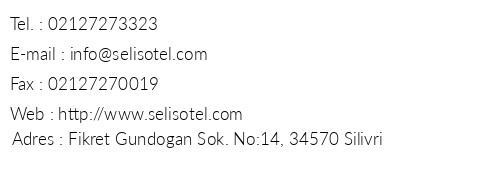 Selis Otel telefon numaralar, faks, e-mail, posta adresi ve iletiim bilgileri